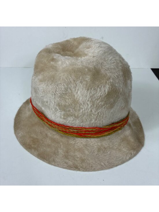 VTG 60s La Vienne Velour Rabbit Fur Felt Cloche Bucket Hat  Cream Whimsigoth main image 4